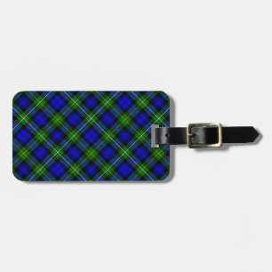 Campbell tartan blue green plaid bagagelabel