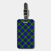 Campbell tartan blue green plaid bagagelabel (Voorkant verticaal)