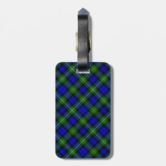 Campbell tartan blue green plaid bagagelabel (Achterkant verticaal)