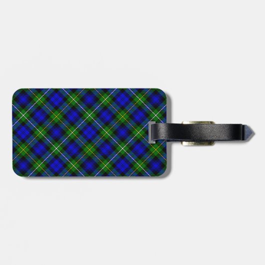 Campbell tartan blue green plaid bagagelabel (Achterkant horizontaal)