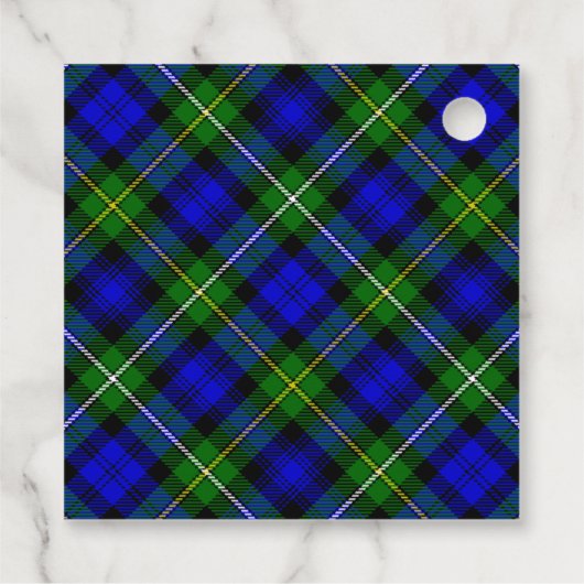 Campbell tartan blue green plaid bedankjes labels (Achterkant)