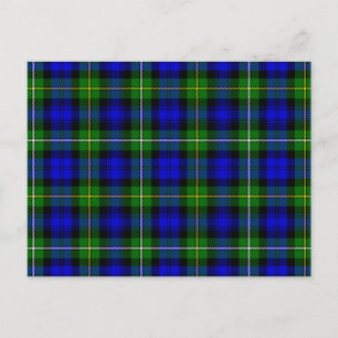 Campbell tartan blue green plaid briefkaart