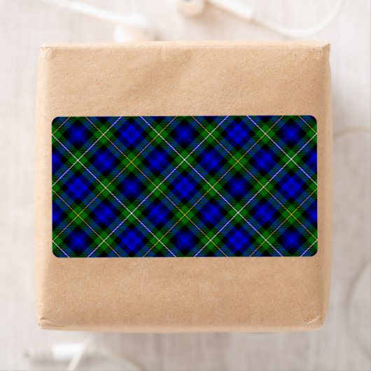 Campbell tartan blue green plaid etiket (Insitu)