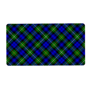 Campbell tartan blue green plaid etiket