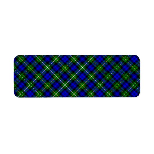 Campbell tartan blue green plaid etiket (Voorkant)