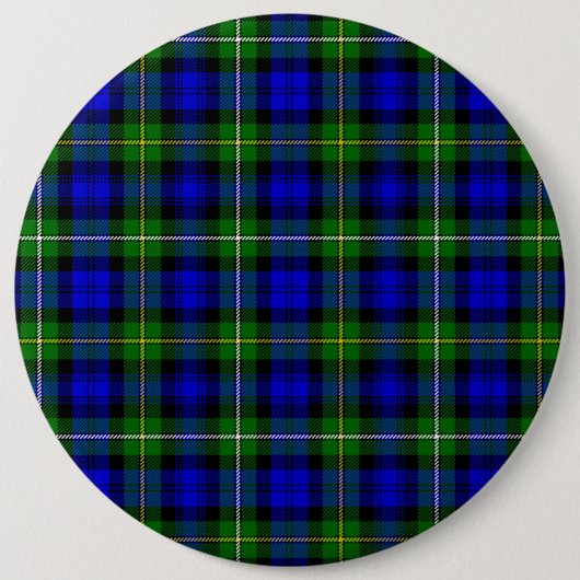 Campbell tartan blue green plaid ronde button 6,0 cm (Voorkant)
