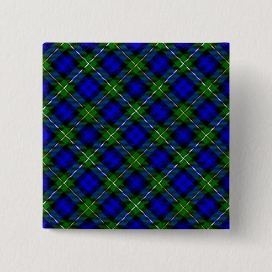 Campbell tartan blue green plaid vierkante button 5,1 cm (Voorkant)