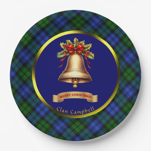 Campbell Tartan Gepersonaliseerde Kerstmis Papieren Bordje (Voorkant)