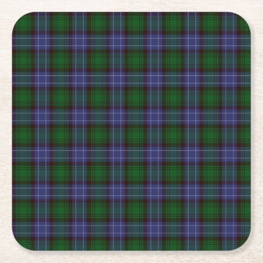 Campbell Tartan Green Plaid Kartonnen Onderzetters (Voorkant)