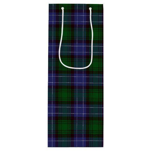 Campbell Tartan Green Plaid Wijn Cadeautas (Voorkant)