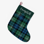 Campbell Tartan Groen Blauw Sneeuwvlokken Rustiek  Grote Kerstsok (Voorkant (Hangend))