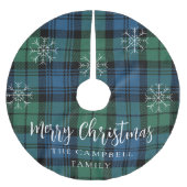 Campbell Tartan Groen Blauw Sneeuwvlokken Rustiek Kerstboom Rok (Voorkant)