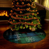 Campbell Tartan Groen Blauw Sneeuwvlokken Rustiek Kerstboom Rok