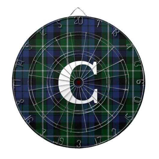 Campbell Tartan Plaid Monogrammed Dartbord (Voorkant)