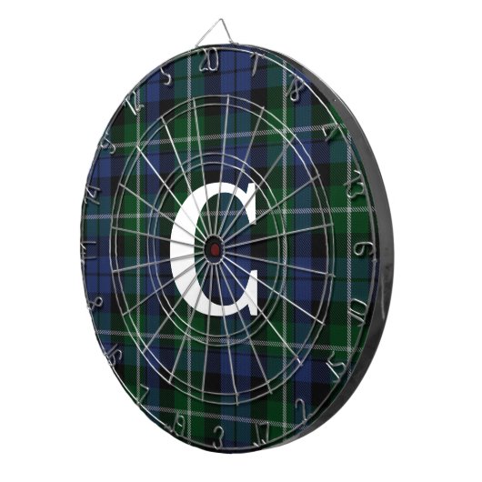 Campbell Tartan Plaid Monogrammed Dartbord (Voorkant Rechts)