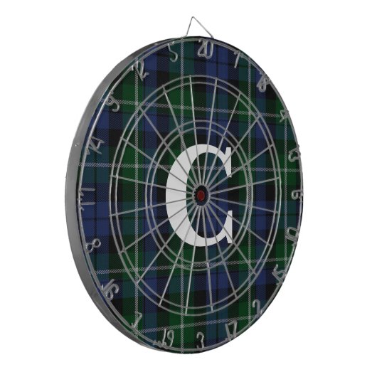 Campbell Tartan Plaid Monogrammed Dartbord (Voorkant Links)
