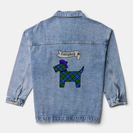 Campbell Tartan Scottie Dog Personalized Denim Jacket (Achterkant)