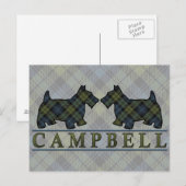 Campbell Tartan Scottie Dogs Briefkaart (Voorkant / Achterkant)
