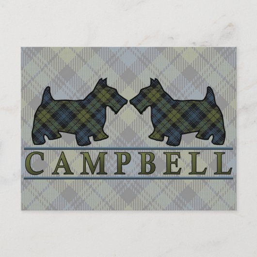 Campbell Tartan Scottie Dogs Briefkaart (Voorkant)