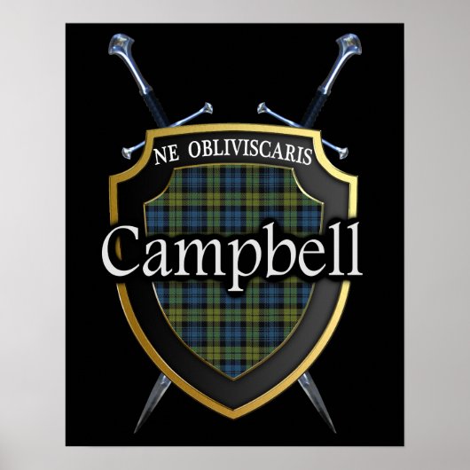Campbell Tartan Scottish Shield & Swords Poster (Voorkant)