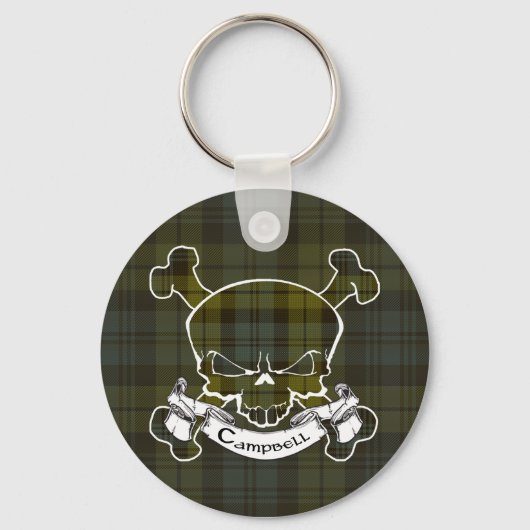 Campbell Tartan Skull Keyring Sleutelhanger (Voorkant)