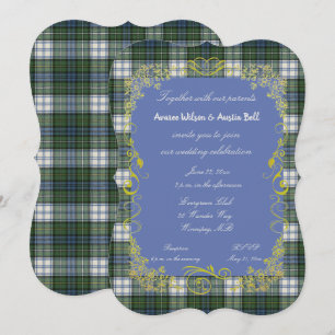 Campbell Tartan w / Gold Lijst Invitation Kaart