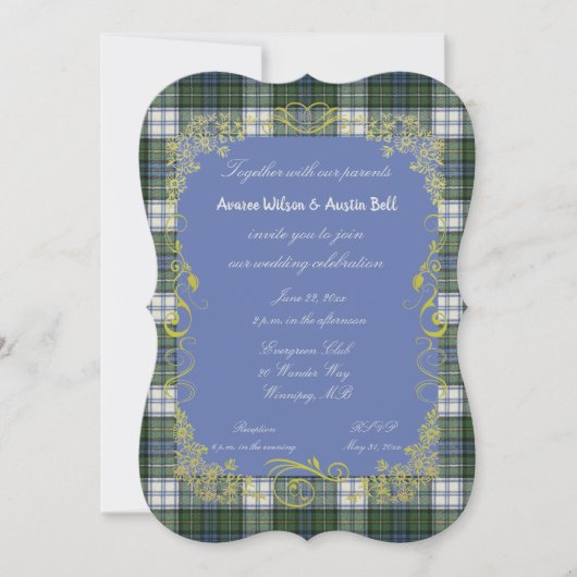 Campbell Tartan w / Gold Lijst Invitation Kaart (Voorkant)