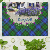 Campbell Thatched Cottage & Tartan gepersonaliseer Theedoek (Gevouwen)