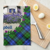 Campbell Thatched Cottage & Tartan gepersonaliseer Theedoek (Quarter Fold)