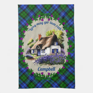 Campbell Thatched Cottage & Tartan gepersonaliseer Theedoek