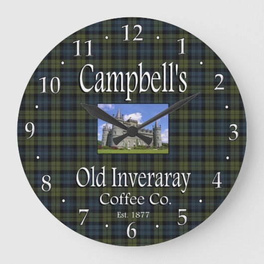 Campbell's Old Inveraray Coffee Co. Wall Clock Grote Klok (Voorkant)