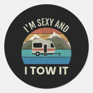 Camper aanhangwagen Rv cadeau vintage grappig ik r Ronde Sticker