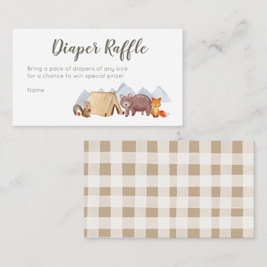 Camper Adventure Diaper Raffle Kaart (Voorkant / Achterkant)