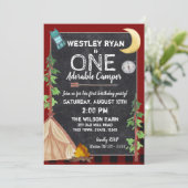 Camper Buffalo Plaid 1e Verjaardag Camping Kaart (Staand voorkant)