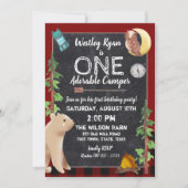 Camper Buffalo Plaid 1e Verjaardag Camping Kaart (Voorkant)