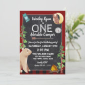 Camper Buffalo Plaid 1e Verjaardag Camping Kaart (Staand voorkant)