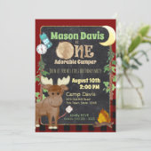 Camper Buffalo Plaid 1e Verjaardag Camping Kaart (Staand voorkant)