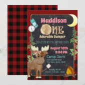 Camper Buffalo Plaid 1e Verjaardag Camping Kaart (Voorkant / Achterkant)