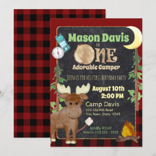 Camper Buffalo Pset 1st Birthday Camping Kaart