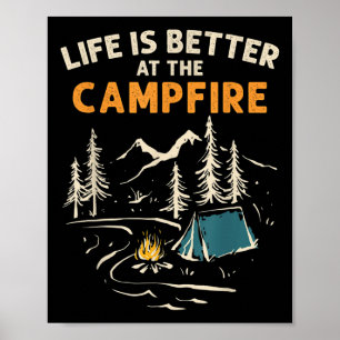 Camper Camp Campfire Het leven is beter bij de Poster
