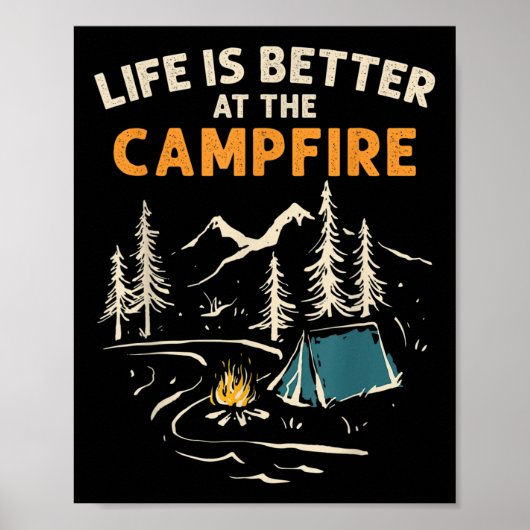 Camper Camp Campfire Het leven is beter bij de Poster (Voorkant)