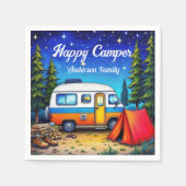 Camper Campervan Blauw Groen Waterverf Servet (Voorkant)