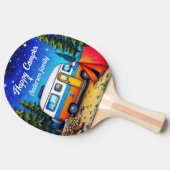Camper Camping Blauw Groen Natuur Picknick Tafeltennisbatje (Zijkant)
