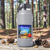 Camper Camping Blauw Groen Waterverf Sticker
