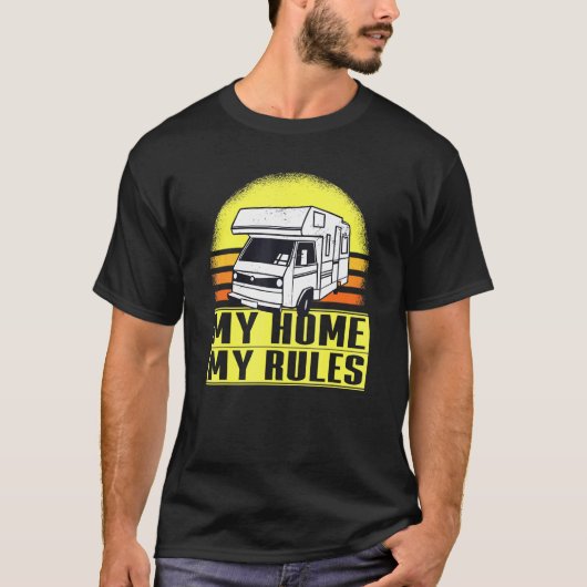 Camper - Camping Caravan - Mijn huis Mijn regels T-shirt (Voorkant)