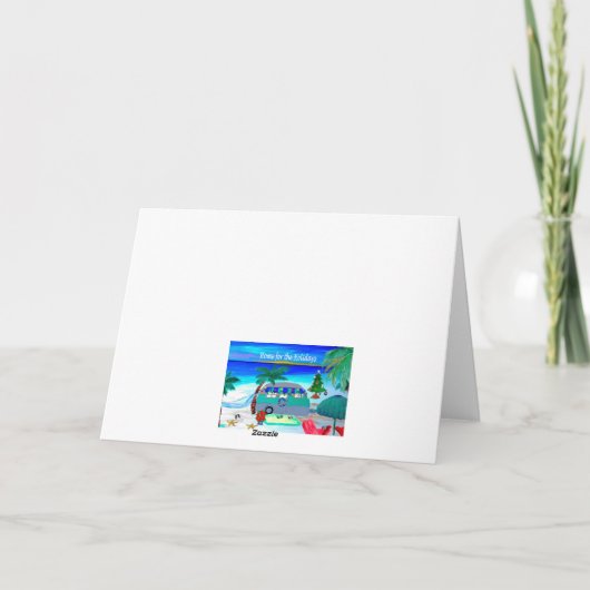 Camper Christmas cards by the beach Feestdagen Kaart (Achterkant)