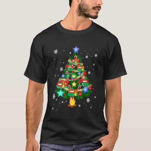 Camper Christmas Tree Cool Vehicles Camping RVing T-shirt (Voorkant)