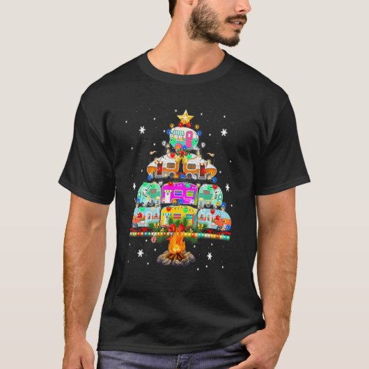 Camper Christmas Tree Vehicles Camping RVing Trail T-shirt (Voorkant)