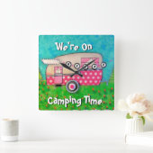 Camper Clock, we zijn op Camping Time, Glamping Vierkante Klok (Huis)