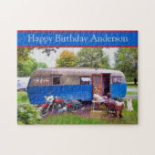 Camper en Motorfiets Happy Birthday Legpuzzel (Horizontaal)